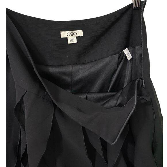Vintage Y2K Cato Ruffle Mini Skirt US 4 Black Chiffon Fairy Grunge Whimsigoth - Picture 3 of 6